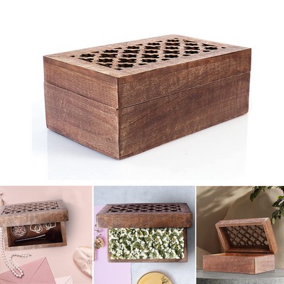 7.5 x 4.5 x 3" Wood Keepsake Box with Hinged Lid