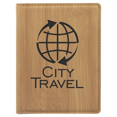 4 1/4" x 5 1/2" Bamboo Leatherette Passport Holder