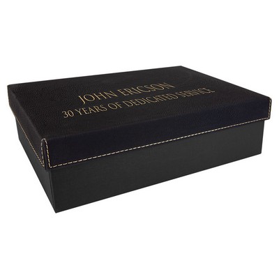 9 3/4" x 7" Black/Gold Gift Box with Leatherette Lid