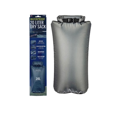 20L Waterproof Gray Dry Sack w/Gusseted Bottom