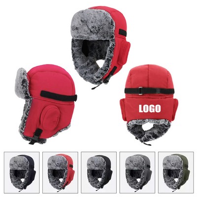 Winter Windproof Trapper Hat With Faux Fur