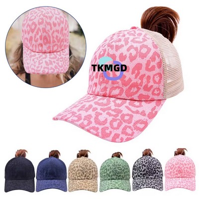 Leopard pattern Ponytail Cap