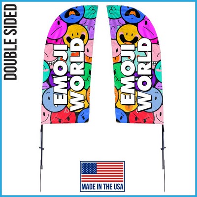 (Large Qty) 7' Double Sided Premium Straight Flag with Spike Base & Carry Bag - Made in the USA