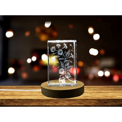 Morning Glory 3D Engraved Crystal Trophy Award w/LED Base