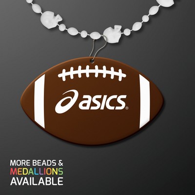 White Football Helmet Bead Necklaces With Football Medallion (NON-LIGHT UP) - PRINTED
