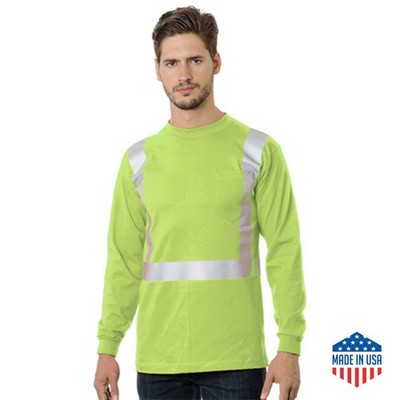 Hi Vis Class 2 Reflective Safety Long Sleeve T-Shirt w/Pocket