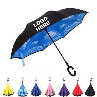 Portable C-Shaped Handle Manual Reverse Umbrella