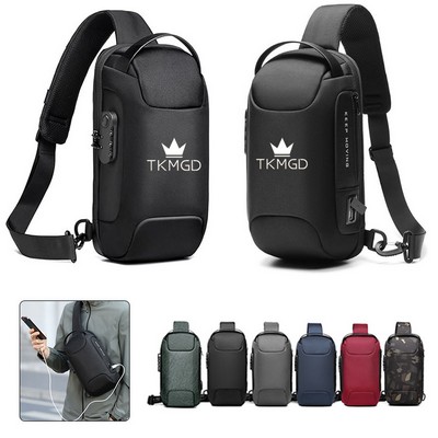 Waterproof Crossbody Chest Bag with USB Charging Port