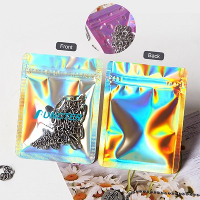 3.2 x 4.7" Iridescent Reusable Plastic Bags Clear Window Zipper Bags Seal Storage Pouch