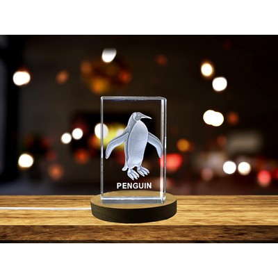 Penguin Paradise 3D Engraved Crystal Trophy Award