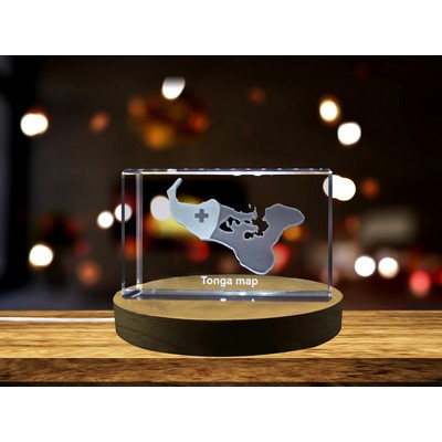 Tonga 3D Engraved Crystal Trophy Award w/LED Base