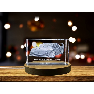 Ferrari F40 (1987-1992) 3D Engraved Crystal Trophy Award - Iconic Automotive Masterpiece