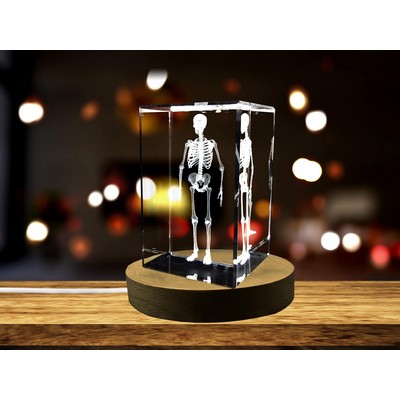3D Engraved Crystal Human Skeleton Trophy Award