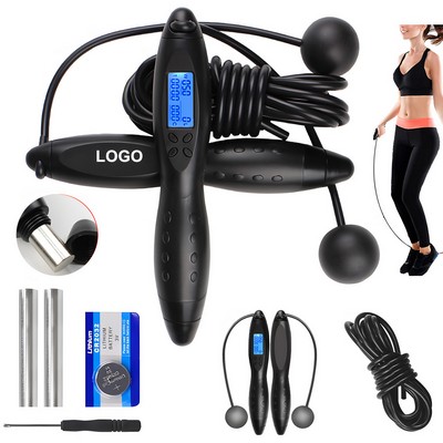 2-in-1 Digital Weighted Handle Jump Rope w/Calorie Counter