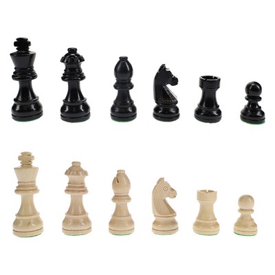 Black Stained Wood Staunton Weighted Chess Pieces, 3" King