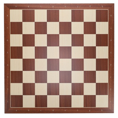 Mahogany Stained Wooden Chess Board, Algebraic Notation, 21.25"