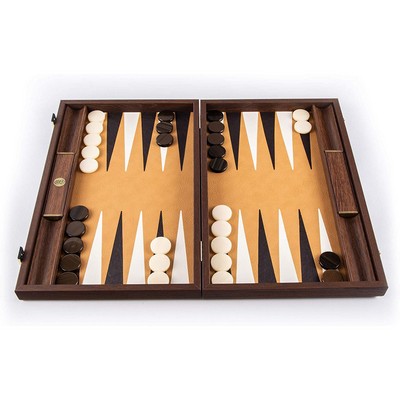 Luxury Wood Backgammon Set with Leatherette Interior - 19" - Handcrafted in Greece
