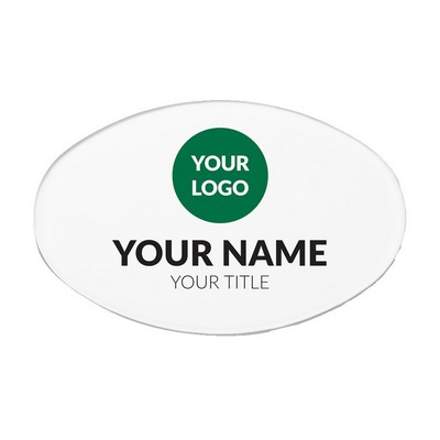 The Mighty Badge 50 Unit Kit, White Oval, Magnet Fastener, For Laser Printer