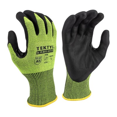 Radians® TEKTYE® A5 Reinforce Thumb Green Nitrile Dip Cut Protective Work Gloves