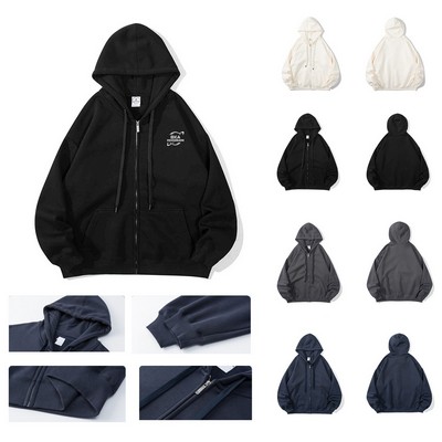 Adult Cotton/Polyester Zipped Fleece Hoodie
