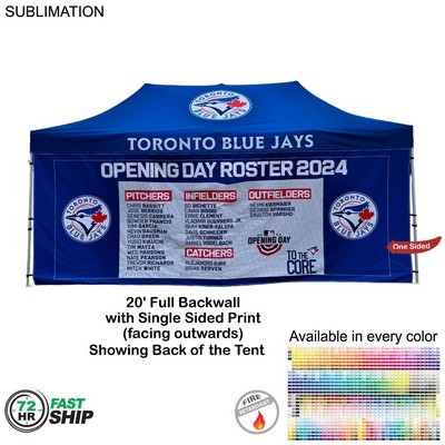72 Hr Fast Ship - Full 20' Back Wall for 10x20 Tent Kit, Sublimated, Single Sided Print