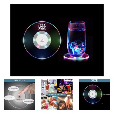 3.93" Diameter 6 Colors 3 Light Modes Colorful LED Ultra-Thin Light Up Drink Coaster