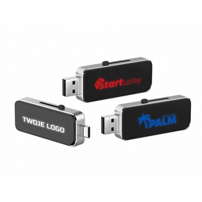 Light Up Dual Slide USB Flash Drive with OTG USB-C (8 GB)