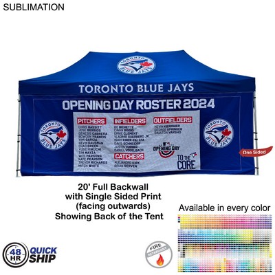 48 Hr Quick Ship - Full 20' Back Wall for 10x20 Tent Kit, Sublimated, Single Sided Print