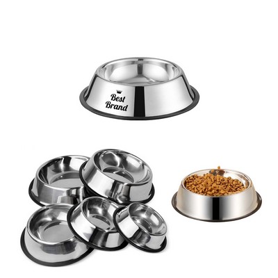 Stainless Steel Pet Bowl Water And Food With Rubber Base