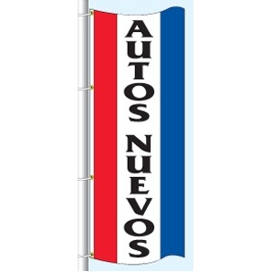 Double Faced Stock Message Free Flying Drape Flag (Autos Nuevos) (3' x 8')