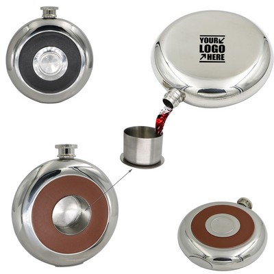 5 Oz. Round Stainless Flask w/Shot Cup