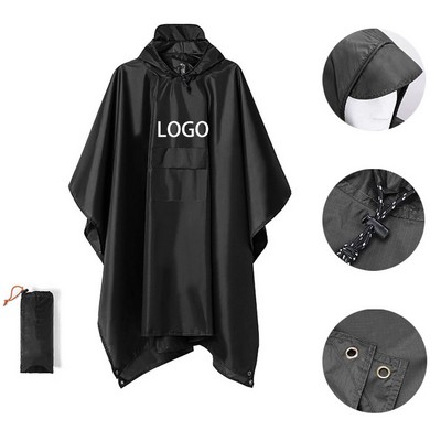 Hooded Rain Poncho w/Pocket