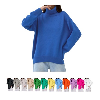Solid Color Turtleneck Sweater