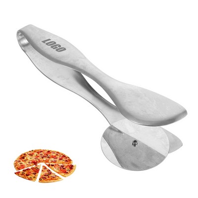 Stainless Steel Pizza Slicing Tongs with Integrated Cutter