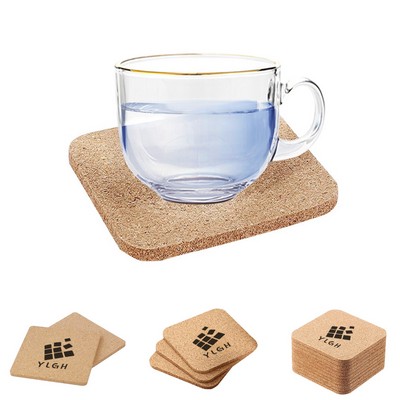 Flat Square Cork Wooden Coaster
