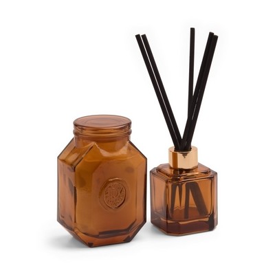 Botanica 2.8floz Amber Glass Diffuser - Leather & Smoke