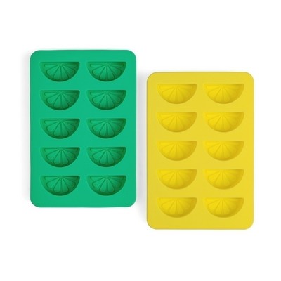 The Dotty Citrus Wedge Ice Trays - Set Of 2 Yellow + Green
