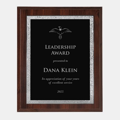 Black/Silver Victory Plate on High Gloss Cherrywood Finish Plaque (M)