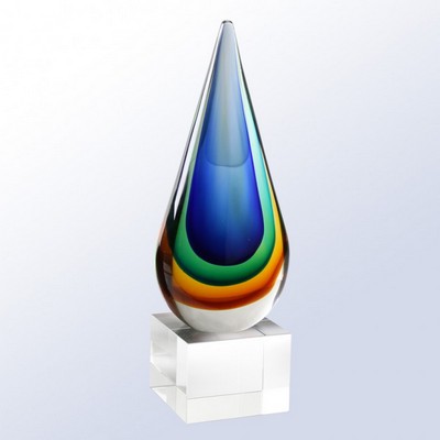 9" Blue/Amber Orange Teardrop Award