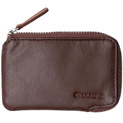 Champs Luggage Brown Zip Case Wallet Size 4.25"X2.75"X0.5"