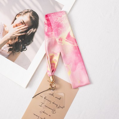 2" Full Custom Pink Satin Phone Lanyard Badge Lanyard Neck Strap w/Lanyard Pad Compatible #12