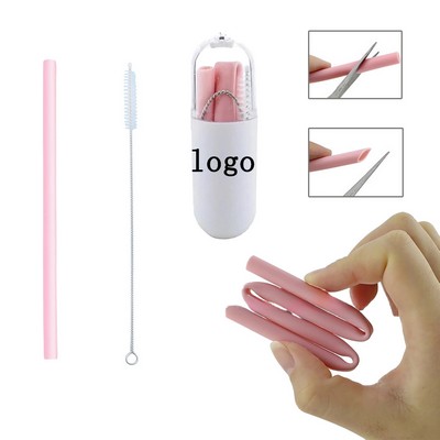 FDA Silicone Straw Capsule Box Set