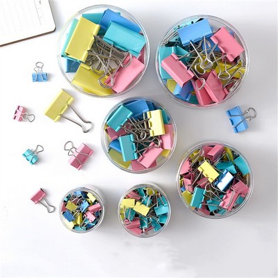 40 Counts 19mm Colored Metal Document Bulldog Binder Clips for Office Use in a Plastic Box