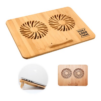 Bamboo Laptop Stand with Dual Fan Cooler