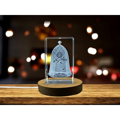 Enchanted Rose Bloom 3D Engraved Crystal Trophy Award w/LED Base