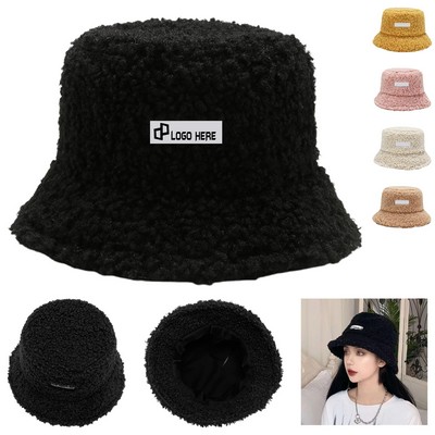 Ladies Lamb Wool Fisherman Plush Hat