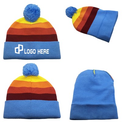 Knitted Pom-Pom Acrylic Fiber Beanie