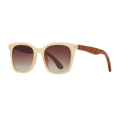 Alaina Milky Beige & Walnut Polarized Sunglasses