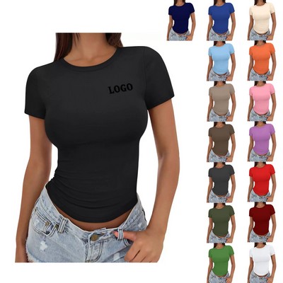 Women's Summer Top Crop Short Sleeve T Shirt