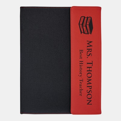 Red Leatherette Black Canvas Portfolio with Notepad